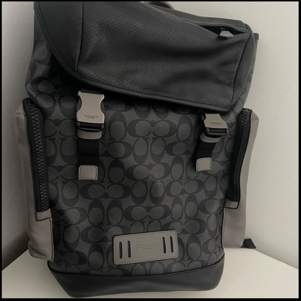 Coach Gray and Black Backpack with Padded Straps